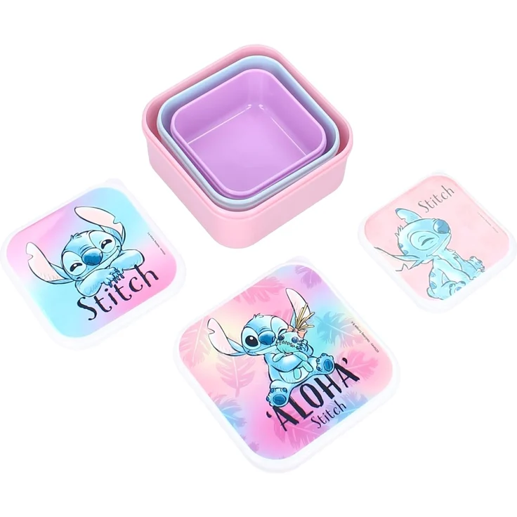 Disney Stitch Brotdose Snackbox 3-in-1 Set mit stapelbaren Behältern – Bild 5