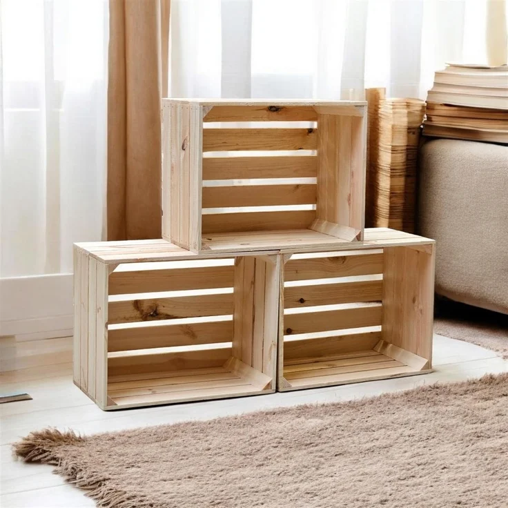 Holzkisten Obstkisten Natur 50 x 40 x 30 cm 3er Set – Bild 5