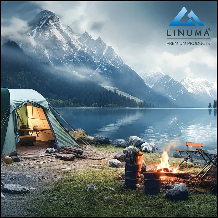 LINUMA® Faltstuhl BLAU Campingstuhl Anglerstuhl mit Getränkehalter & Tragetasche – Bild 8