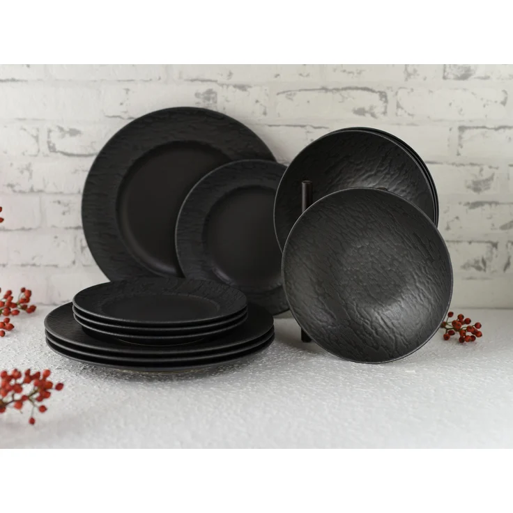 Schiefer Schwarz, Tellerset 12-tlg (mo) – Bild 3