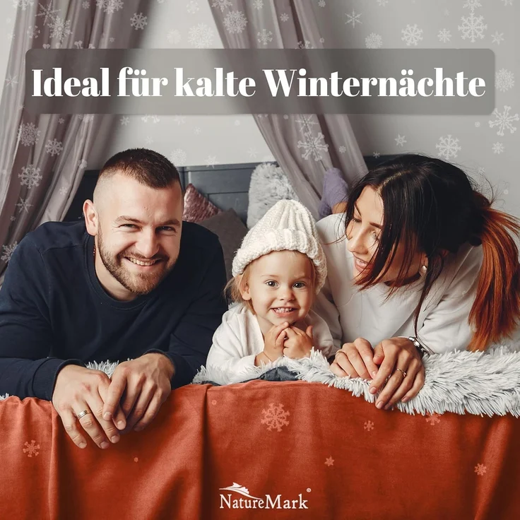 NatureMark Spannbettlaken Winter Thermo Fleece Spannbettlaken, 80% Baumwolle und 20% Polyester, Gummizug: rundum, (1 Stück), 140 x 200 cm bis 160 x 200 cm - Terrakotta – Bild 3