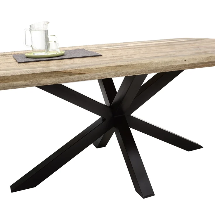 Esstisch >Veneti< in schwarz, Mango 40mm aufgedoppelt - 200x77x100cm (BxHxT) – Bild 4