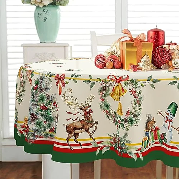 Yighty Ovale Weihnachtstischdecke, 152,4x213,4 cm – Bild 3