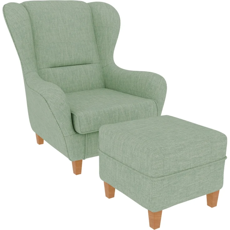 Supellex Sofia Ohrensessel mit Hocker | Design Vienna Mint – Bild 1