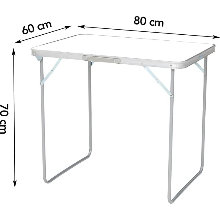 Brixy Campingtisch - klappbar - Gartentisch - 80x60x70 cm - Außen/Innen - Tragegriff - Kompakt - Aluminium - Weiß – Bild 3