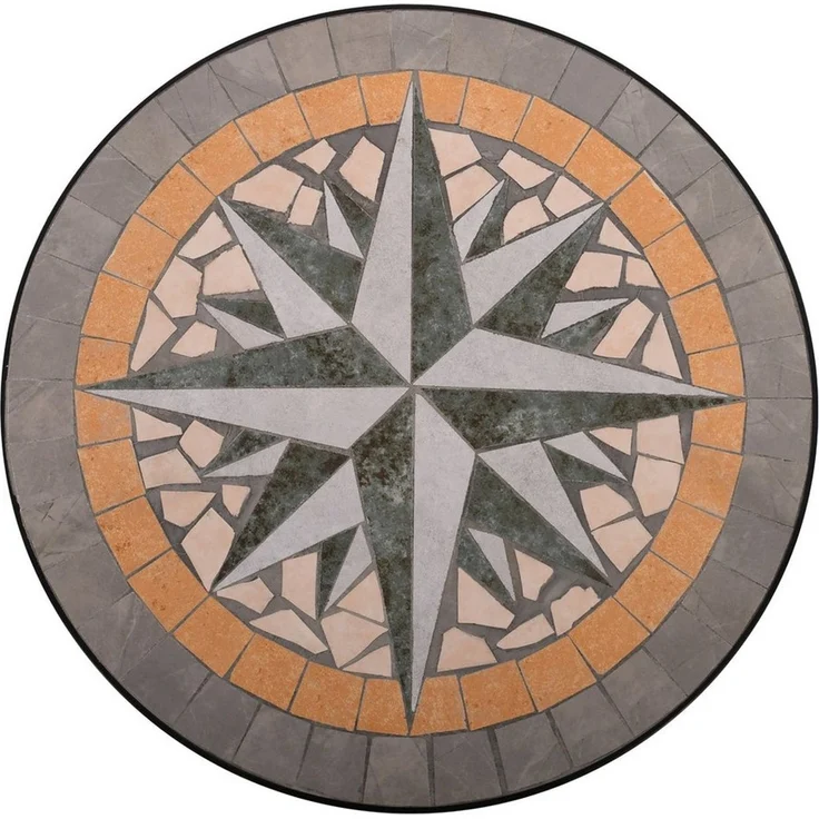 Raburg Gartentisch Mosaiktisch, Balkon- und Terrassentisch, 60 cm Ø, 72 cm hoch, Mayla (rund), liebevolle Handarbeit, Mosaikmuster, schwarzes Metallgestell – Bild 2