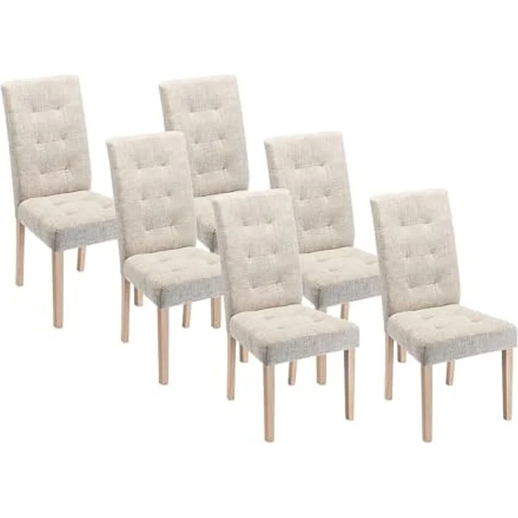 Vente-unique - VILLOSA Stuhl Stoff Beige - B 61 cm x H 100 cm x L 48 cm – Bild 1