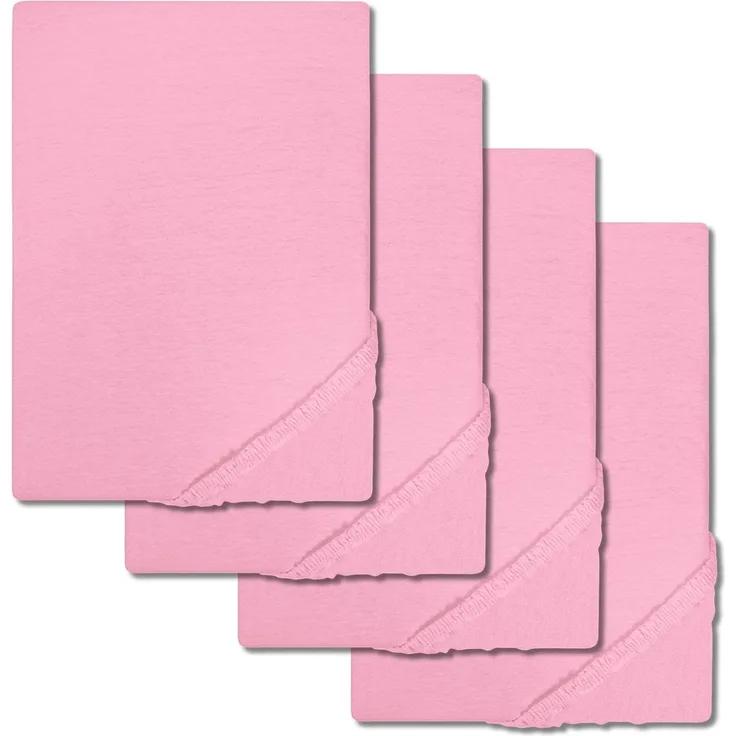 4er-Set Setex Molton Köper Spannbettlaken rosa 90 x 200 cm