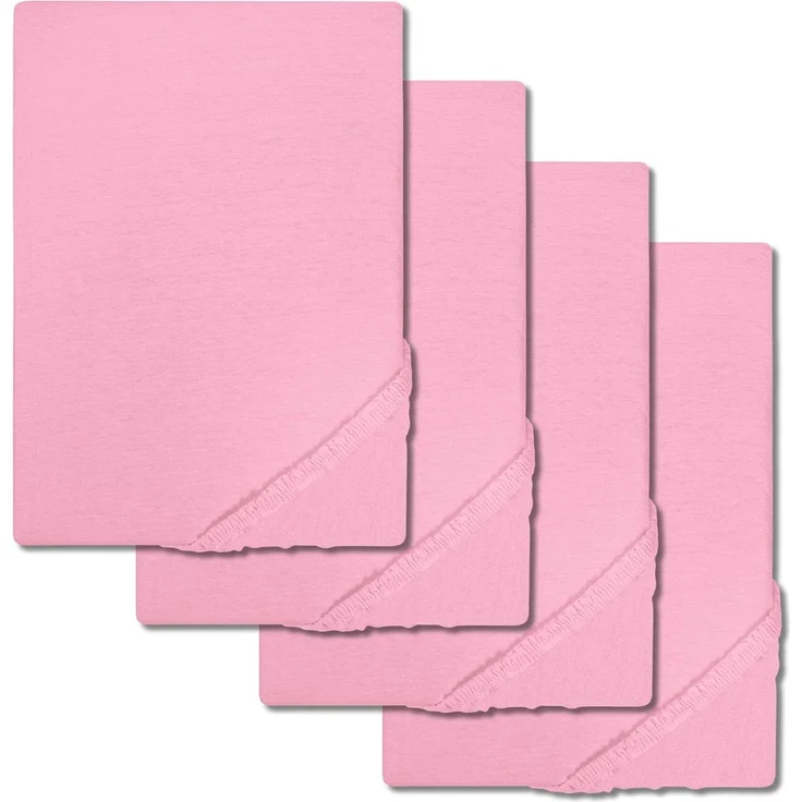 4er-Set Setex Molton Köper Spannbettlaken rosa 90 x 200 cm