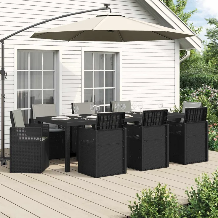 vidaXL Garten Essgruppe 9 stk. 8-Sitzer Anthrazit und Hellgrau PP 3430090