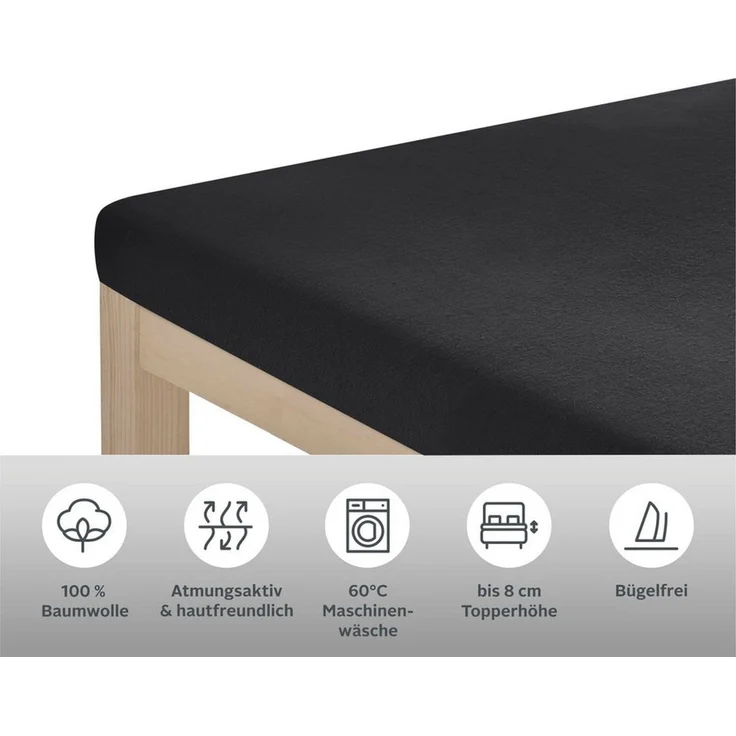 OTTO home Spannbettlaken Physalis Topper COMFORT, Jersey, Gummizug: rundum, (1 Stück), Baumwolle, Matratzen bis 10 cm Höhe, Bettlaken, Spannbetttuch, Laken – Bild 1