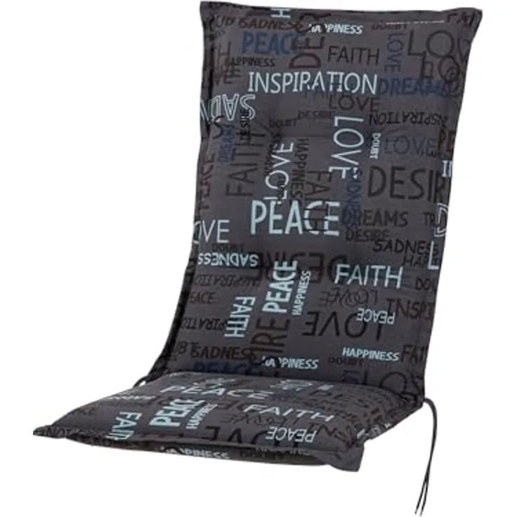 KETTtex Hochlehnerauflage Hochlehner Florence 0575 anthrazit Schrift 120x50x8 cm KETTtex, (1 St), Halteband verstellbar mit Bindebändern