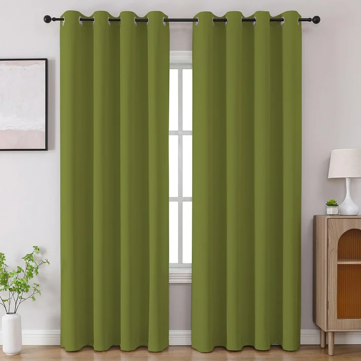 CUCRAF Verdunkelungsvorhänge, 213,4 cm Länge, 2 Paneele, Raumverdunkelungsvorhänge für Wohnzimmer, Schlafzimmer, wärmeisoliert, lichtblockierend, Fenstervorhang mit Ösen, (B 132 x L 213 cm)