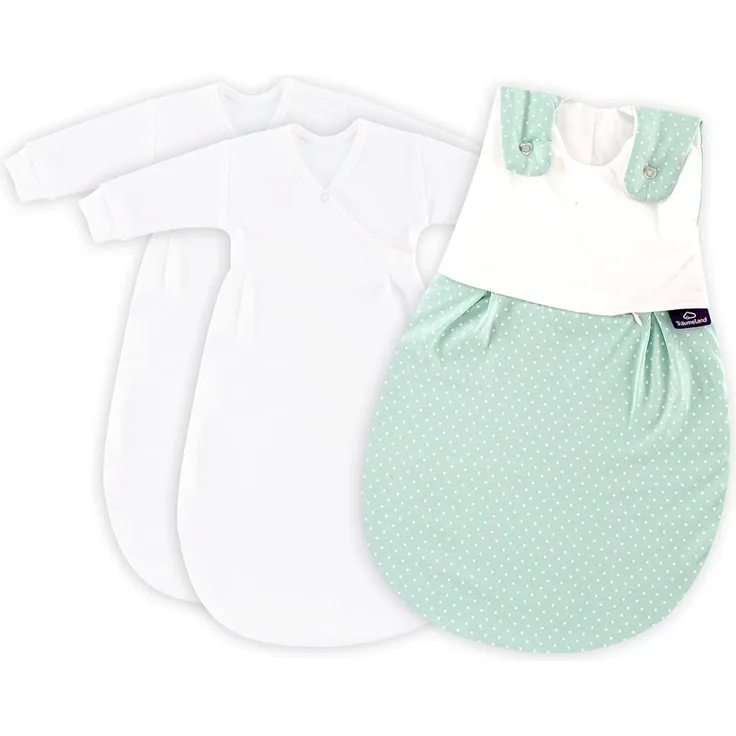 Träumeland Babyschlafsack LIEBMICH 3tlg. Set Pünktchen mint, Größe 50/56