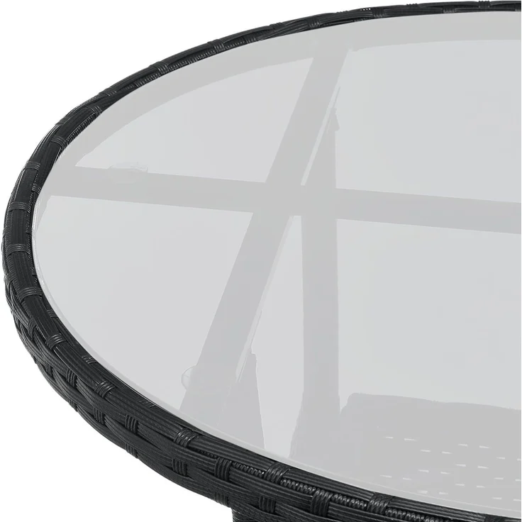 Juskys 'Bayamo' Balkon-Set für 2 Personen – Tisch, 2 Stühle mit Auflage, Polyrattan schwarz / grau – Bild 6