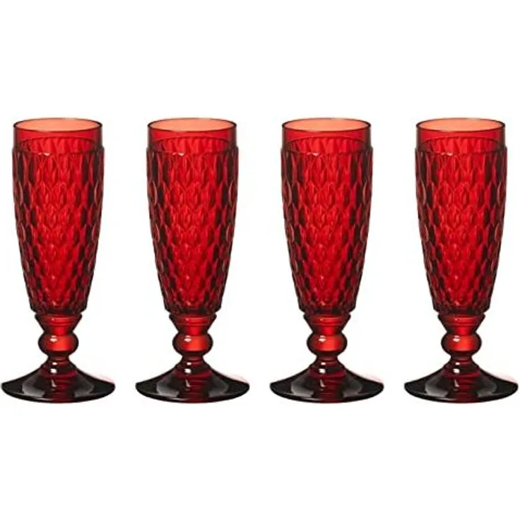 Villeroy & Boch Vorteilset 4 Stück Boston coloured Sektglas red Kristallglas rot 1173090070
