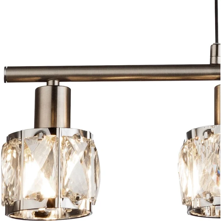 Hängeleuchte, Glaskristalle klar, Chrom, L 60 cm – Bild 9