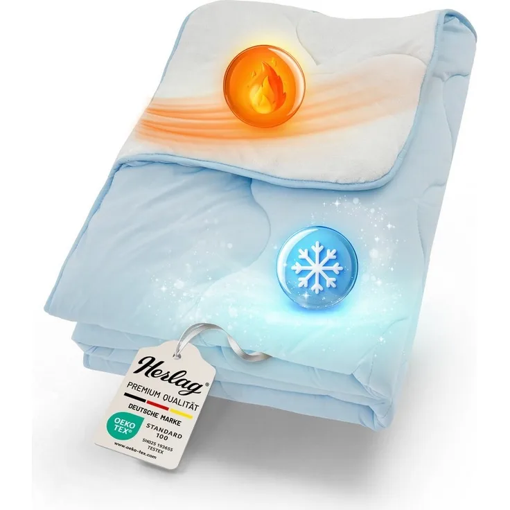 Herlag 4-Jahreszeitenbett 2-in-1 Bettdecke Sommer- & Winterseite Kühlend & Wärmend, Ganzjahresdecke