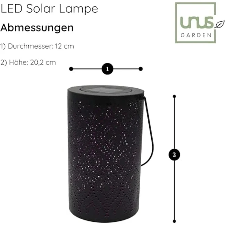 UNUS GARDEN LED Solarleuchte Solar-Laterne, Lichteffekt Metall Solar Laterne Solarlampe Solarleuchte Gartenleuchte – Bild 6