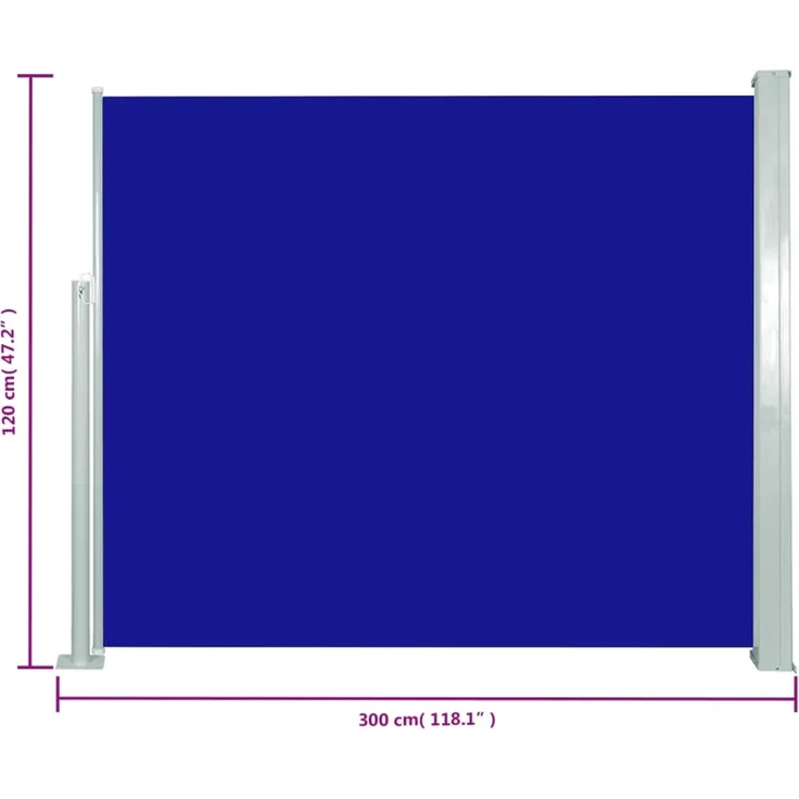 vidaXL Ausziehbare Seitenmarkise 120x300 cm Blau 45361 – Bild 7