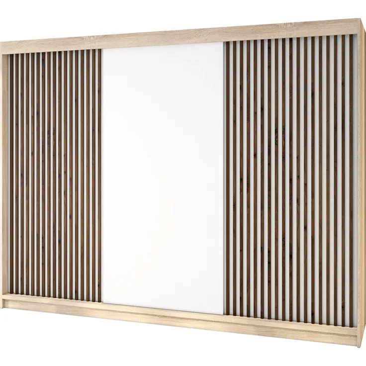 A&J MöbelLand Schwebetürenschrank IOSA 200 cm mit 4 Schubladen, und 3D Lamellen