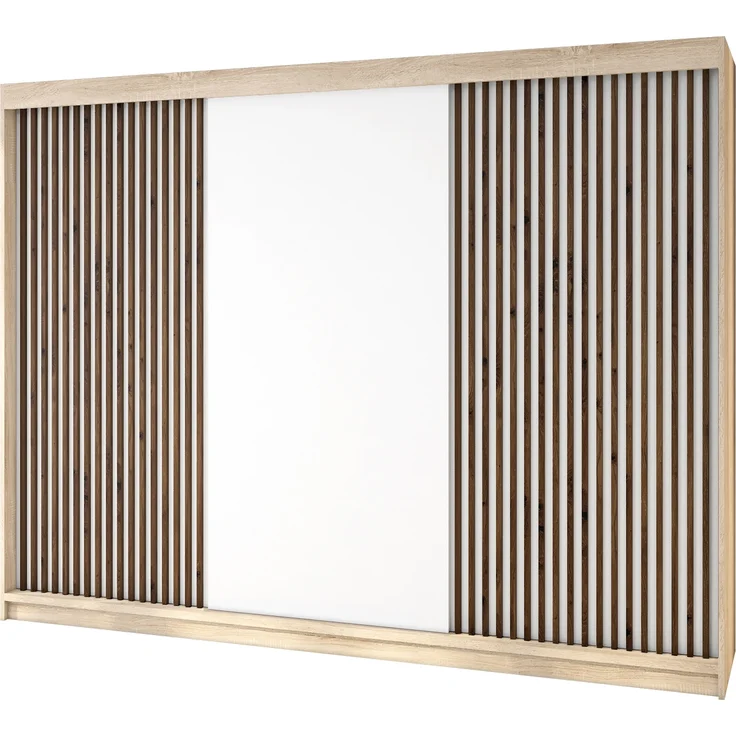 A&J MöbelLand Schwebetürenschrank IOSA 200 cm mit 4 Schubladen, und 3D Lamellen – Bild 1