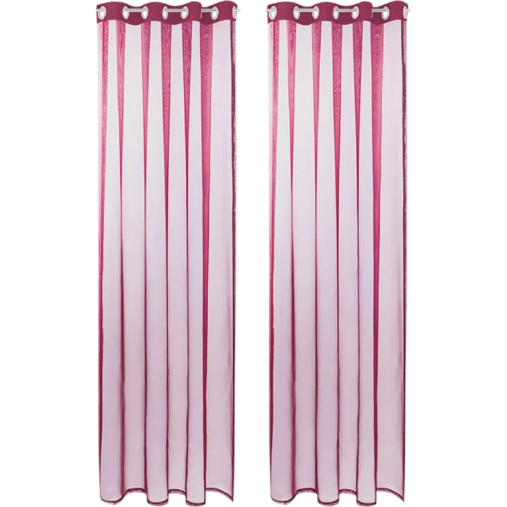 Bestlivings Transparente Gardine in der Farbe Beere, mit Ösen 2er Pack (B140 x L145), viele Varianten erhältlich