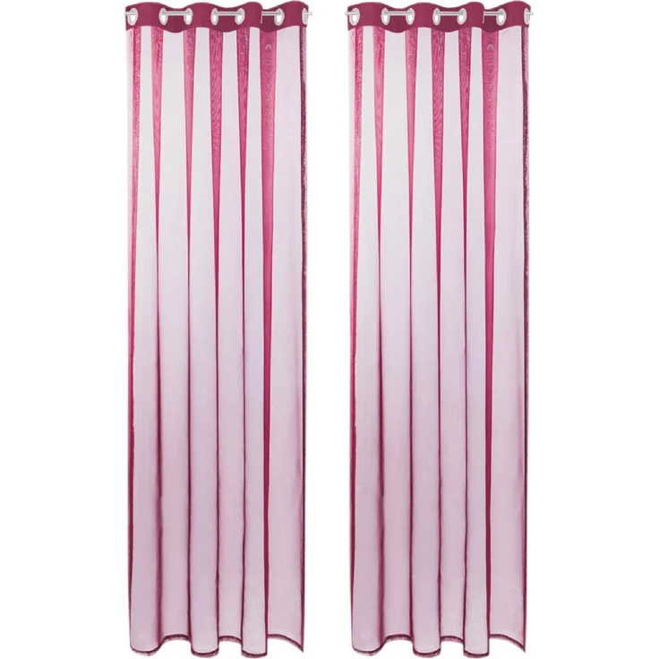 Bestlivings Transparente Gardine in der Farbe Beere, mit Ösen 2er Pack (B140 x L145), viele Varianten erhältlich – Bild 1