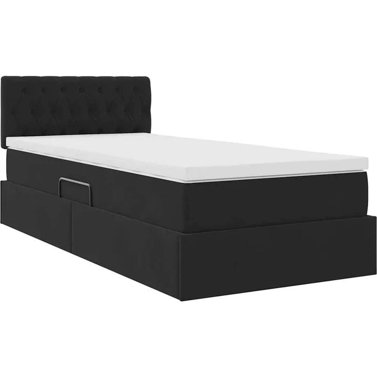 vidaXL LED-Speicherbett mit Matratze Schwarz 90 x 190 cm Samt 3371423 – Bild 6
