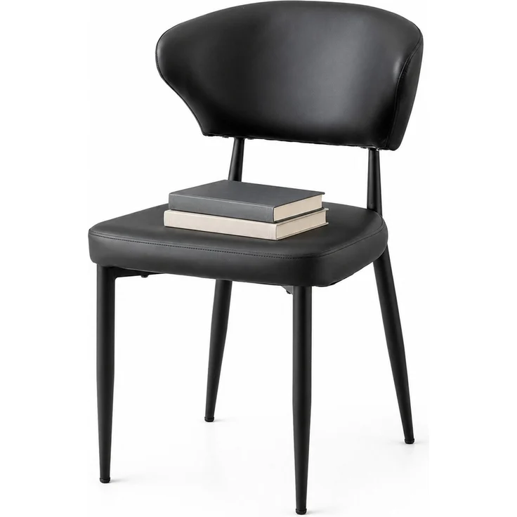 Esstisch-Set 76x100x100 cm in Braun/Schwarz mit Glasintarsie und 2 PU-Polsterstühlen – Bild 6