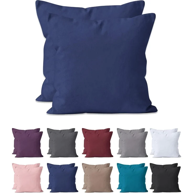 Hometex Premium Textiles Kissenbezug 2-er Set Kissenbezug Mikrofaser, Doppelpack Kissenhüllen ca. 95 g/m², Dekorative Dekokissen Sofakissen Lendenkissen Wurfkissenbezug mit Reißverschluss