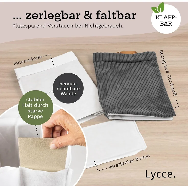 Lycce Wäschekorb Lycce Wäschekorb Cord – faltbar, waschbar & perfekt für Nischen – Bild 8