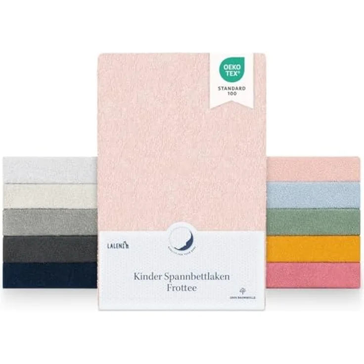 Laleni 2er Set Frottee Spannbettlaken 40x90 cm - Oeko-TEX Zertifiziertes Bettlaken, Faltenfreie Spannbetttücher für Kinderbett, Babybett und Moses Körbchen Rosa
