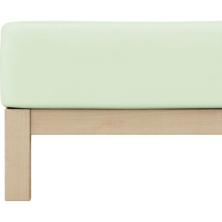 Schlafgut 'Pure' Spannbettlaken, Gummizug: rundum, für Matratzen bis 30cm Höhe, Bio-Baumwolle mit Elasthan, Green Light, M 120x200 cm - 130x220 cm – Bild 4