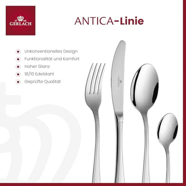 Mondex Besteckset Antica, Silber, 18-teilig, traditionelles Design mit dezenten Verzierungen – Bild 4