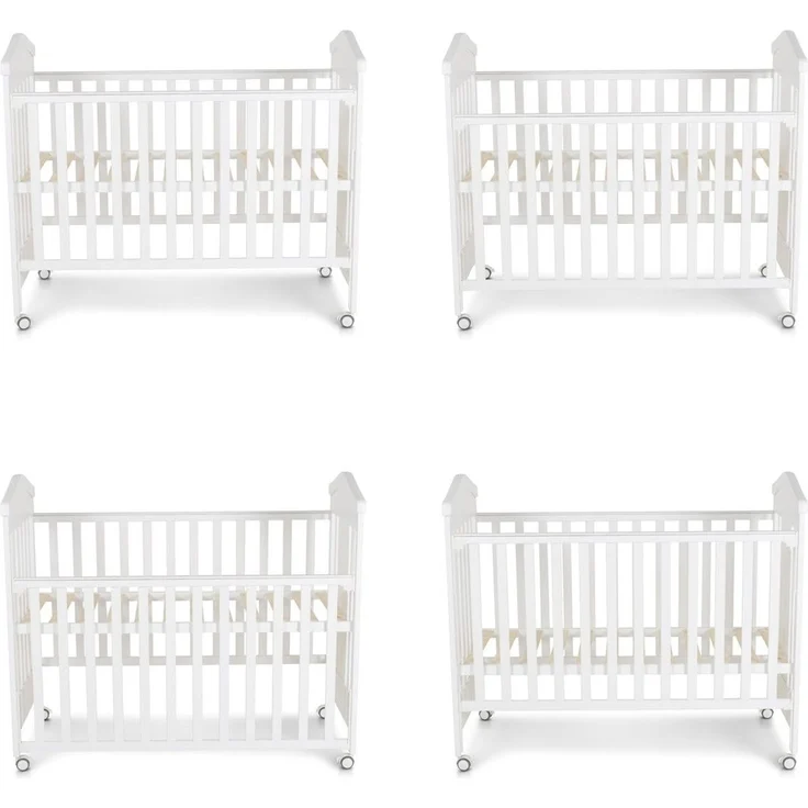 Cangaroo Babybett Wing 120 x 60 cm Gitterbett Buchenholz Räder 3 Höhenpositionen weiß – Bild 4