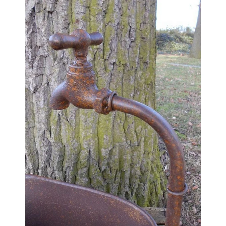 Deko-Impression Pflanzkübel Wanne mit Deko-Wasserhahn Eisenbottich Blumentopf Pflanzschale 36 cm (1 St) – Bild 1