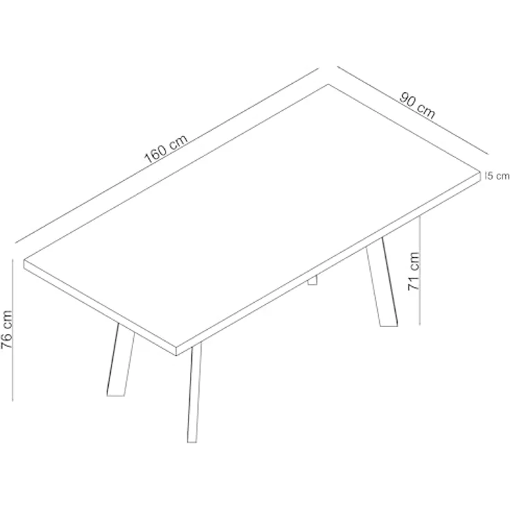 Lauge Esstisch Betonoptik/Schwarz, 160 x 90 x 76 cm, moderner Esstisch mit Metallbeinen, rechteckiger Esszimmertisch im Industrial Design für Küche und Esszimmer – Bild 2