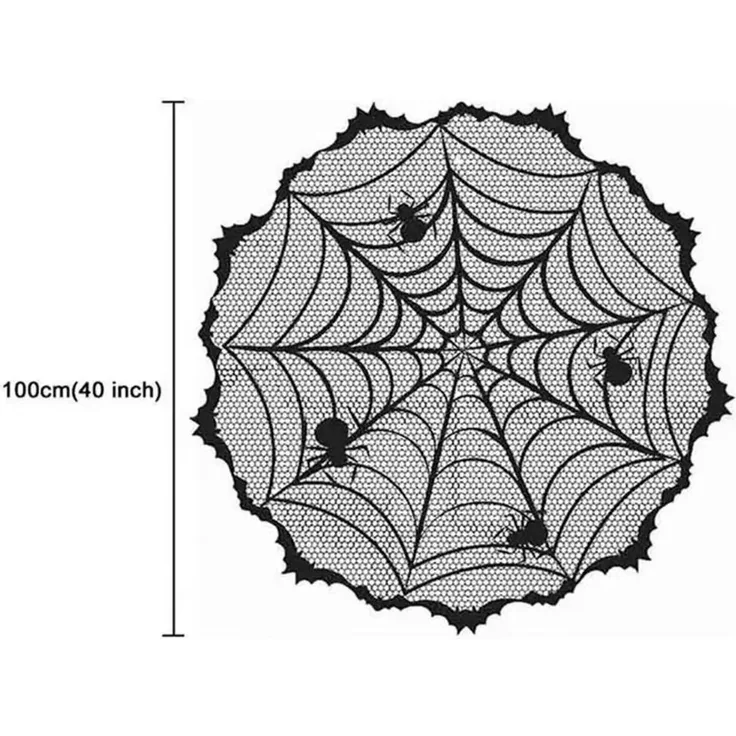 ABC Halloween-Tischläufer mit Spinnennetz-Motiv, rund, 102 cm