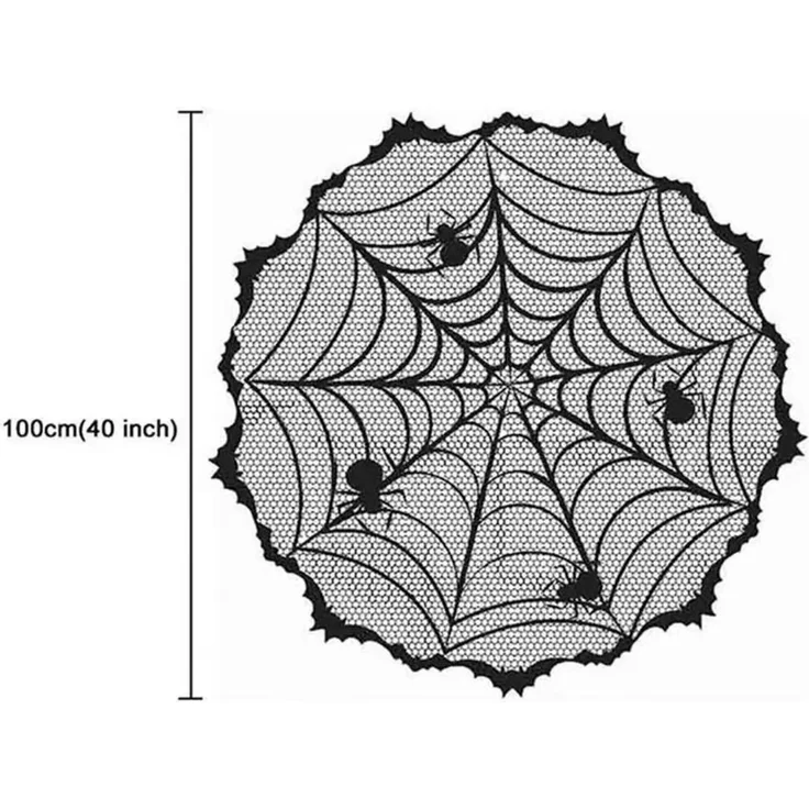ABC Halloween-Tischläufer mit Spinnennetz-Motiv, rund, 102 cm – Bild 1