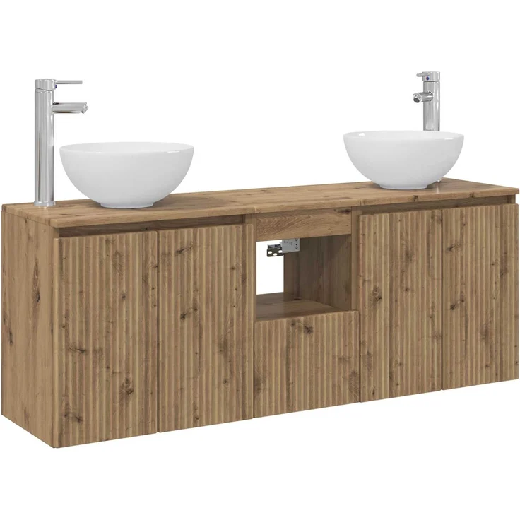 vidaXL Wandhängendes Badezimmerschrank-Set 3 stk. Artisan-Eiche 3405636 – Bild 2