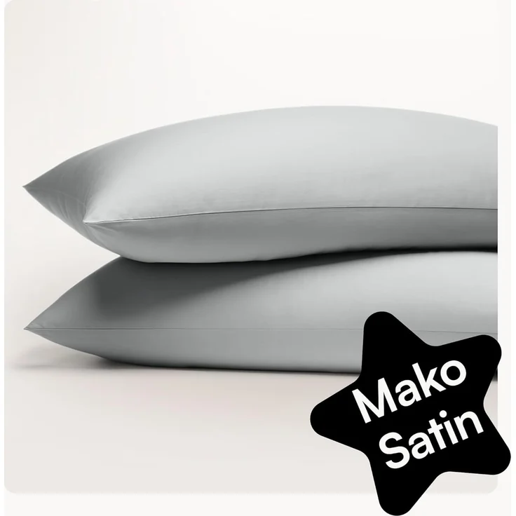 Seralino Seitenschläferkissenbezug Mako Satin Kissenbezug (100% Bio Baumwolle) weich, hautfreundlich, (2 Stück), Fairtrade/ GOTS zertifizierte uni Kissenhülle mit Reißverschluss