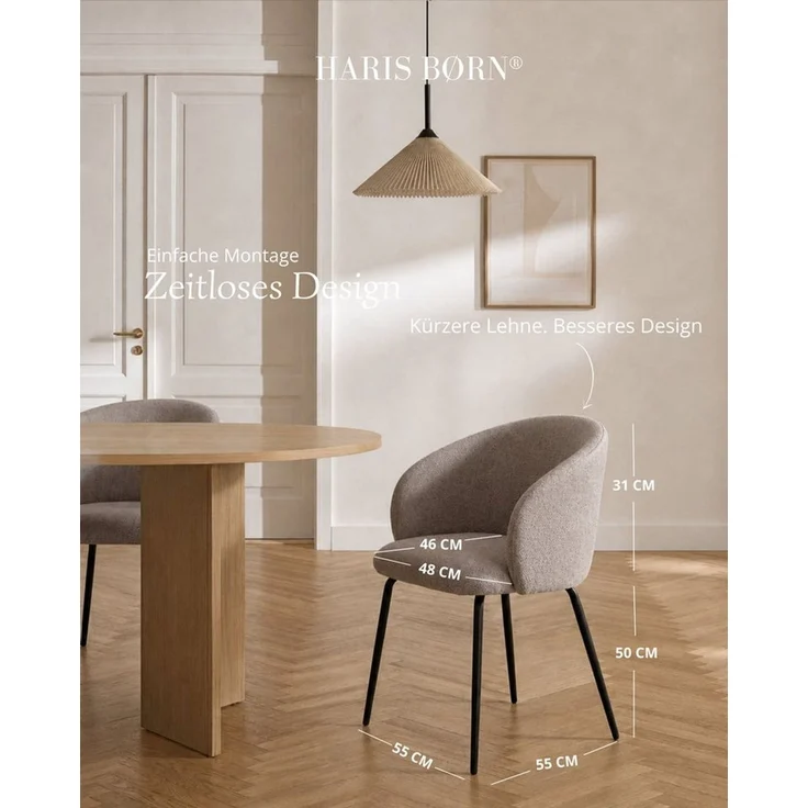 Haris Børn Esszimmerstuhl mit Armlehnen - Hochwertige Polsterstühle für Esszimmer (Set, 8 St), Premium Esszimmer Stühle & Wohnzimmer Stühle – Bild 2