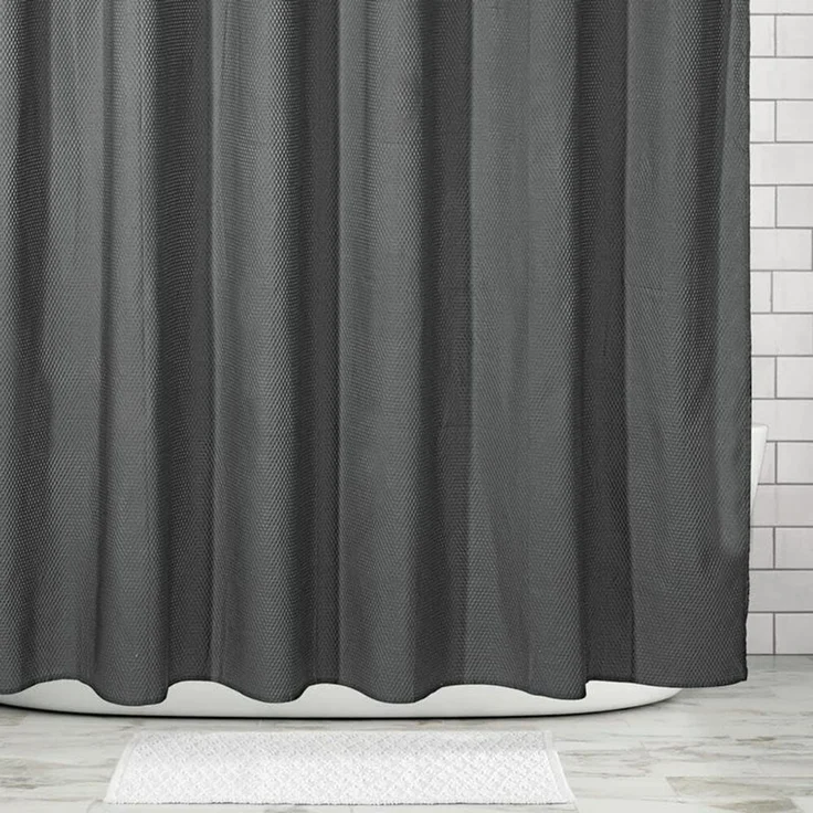 mDesign Luxus Duschvorhang Badewannenvorhang Waffelmuster Polyester Dunkelgrau – Bild 4