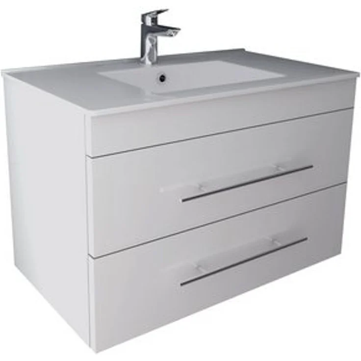 Alpenberger Badmöbel-Set - Bad Waschbecken mit Unterschrank - Waschtisch-Set Vormontiert, (2-tlg, Badezimmerunterschrank mit Waschbecken), Gästebad Waschtisch in Weiß mit Nano & Softclose Schubladen – Bild 6