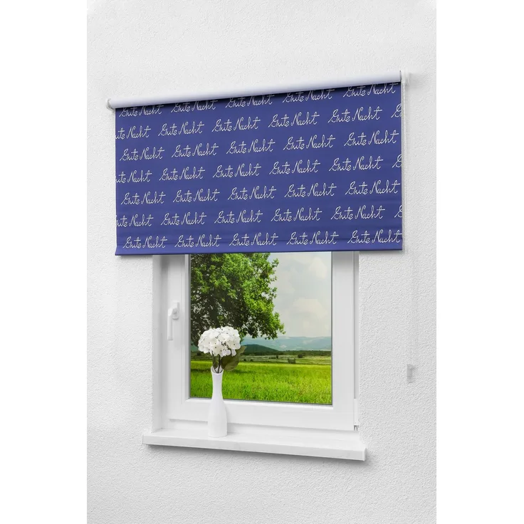 Lysel Outlet - Verdunkelungsrollo Gute Nacht, (B x H) 122cm x 175cm in blau/dunkelblau