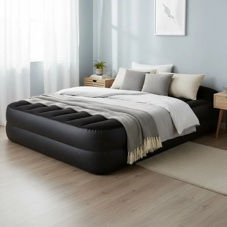 Avenli Luftbett Queen-Size Luftbett 203 x 152 x 46 cm für 2 Personen, (Gästebett aufblasbar mit integrierter Elektropumpe für 2 Personen, 2-tlg, mit integriertem Kopfteil), Aufblasbares Reise Bett inklusive Pumpe und Tragetasche – Bild 3