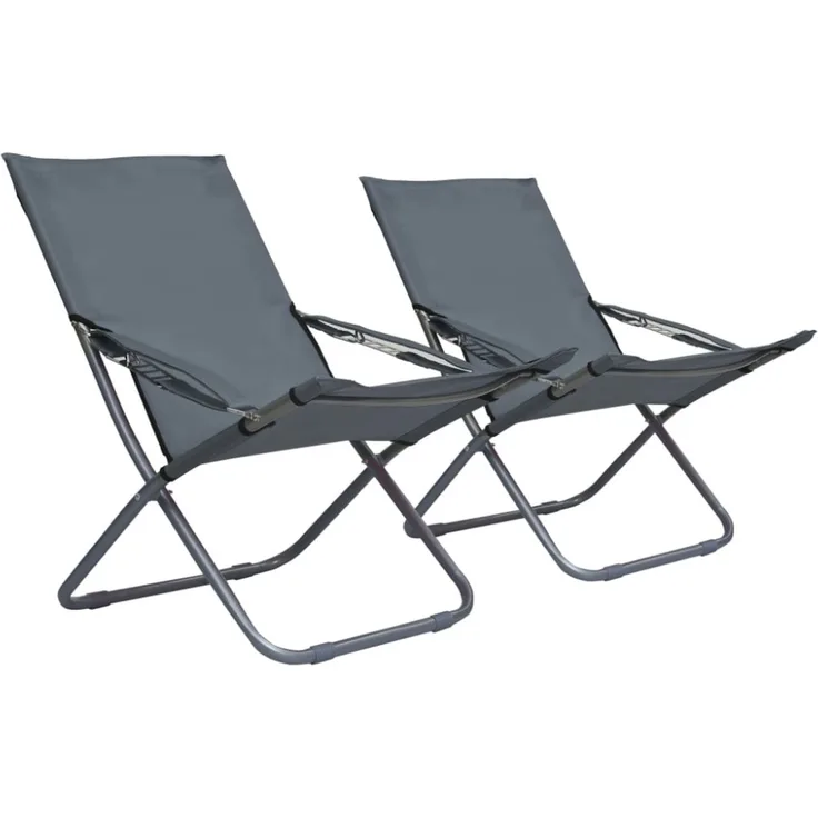 vidaXL Klappbare Strandstühle 2 Stk. Stoff Grau 47905