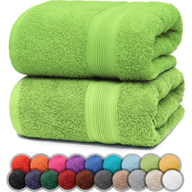 NatureMark 2er Pack DUSCHTÜCHER Premium Qualität 70x140 cm DUSCHTUCH Dusch-Handtuch Doppelpack Farbe: Apfel grün