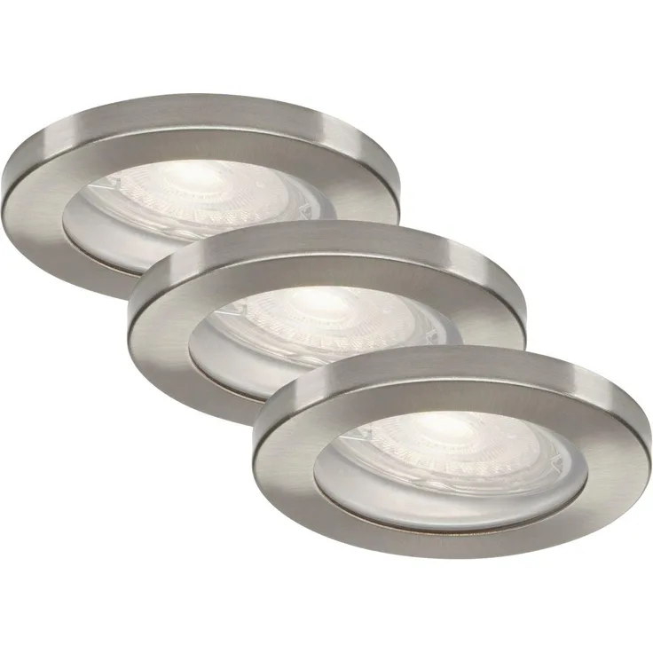 Di-Ka LED Einbauleuchte Kowali 3er Set nickel-matt Ø 8,5 cm 4,7W, warmweiß